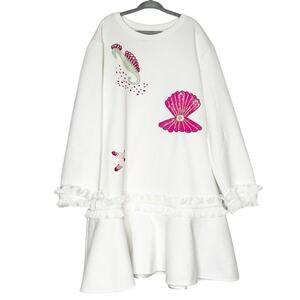 Noon by Noor Mini Sweater Seashell Dress Girls Cream Size 7-8